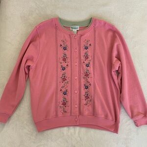 shenanigans pink embroidered grandma sweater 💗
